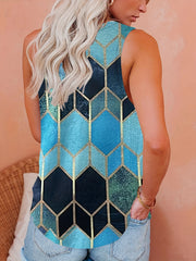Colorful Argyle Print Tank Top Sleeveless Summer Top