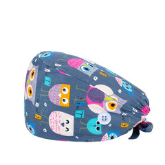 Cartoon Animal Print Scrub Cap Adjustable Nurse Hats Working Hat