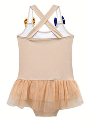 Girl's Preppy Style Bowknot Print Tankini Swimsuit