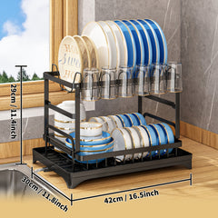 2 Tier Dish Drying Rack Rustproof Kitchen Dish Drying Rack With Drainboard