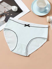 6pcs Solid Ribbed Hipster Panties Stretchy Intimates Women's Lingerie
