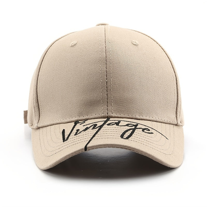 Adult Vintage Letter Embroidered Duck Tongue Cap Sun Protection Baseball Cap