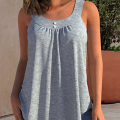 Solid Tank Top Ruched Casual Sleeveless Summer Top Women's Clothing