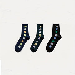 5 Pairs Floral Print Mid Tube Socks Women's Stockings