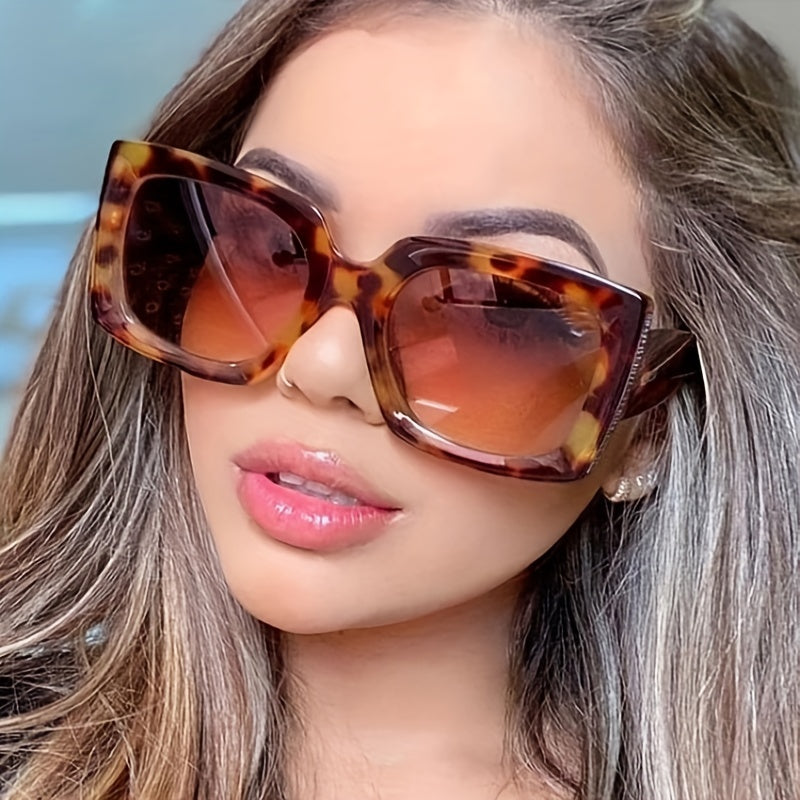 Y2K Tortoiseshell Square Sunglasses Gradient UV400 Sun Shades