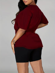 Juneteenth Print Summer Casual T Shirt & Biker Shorts Set