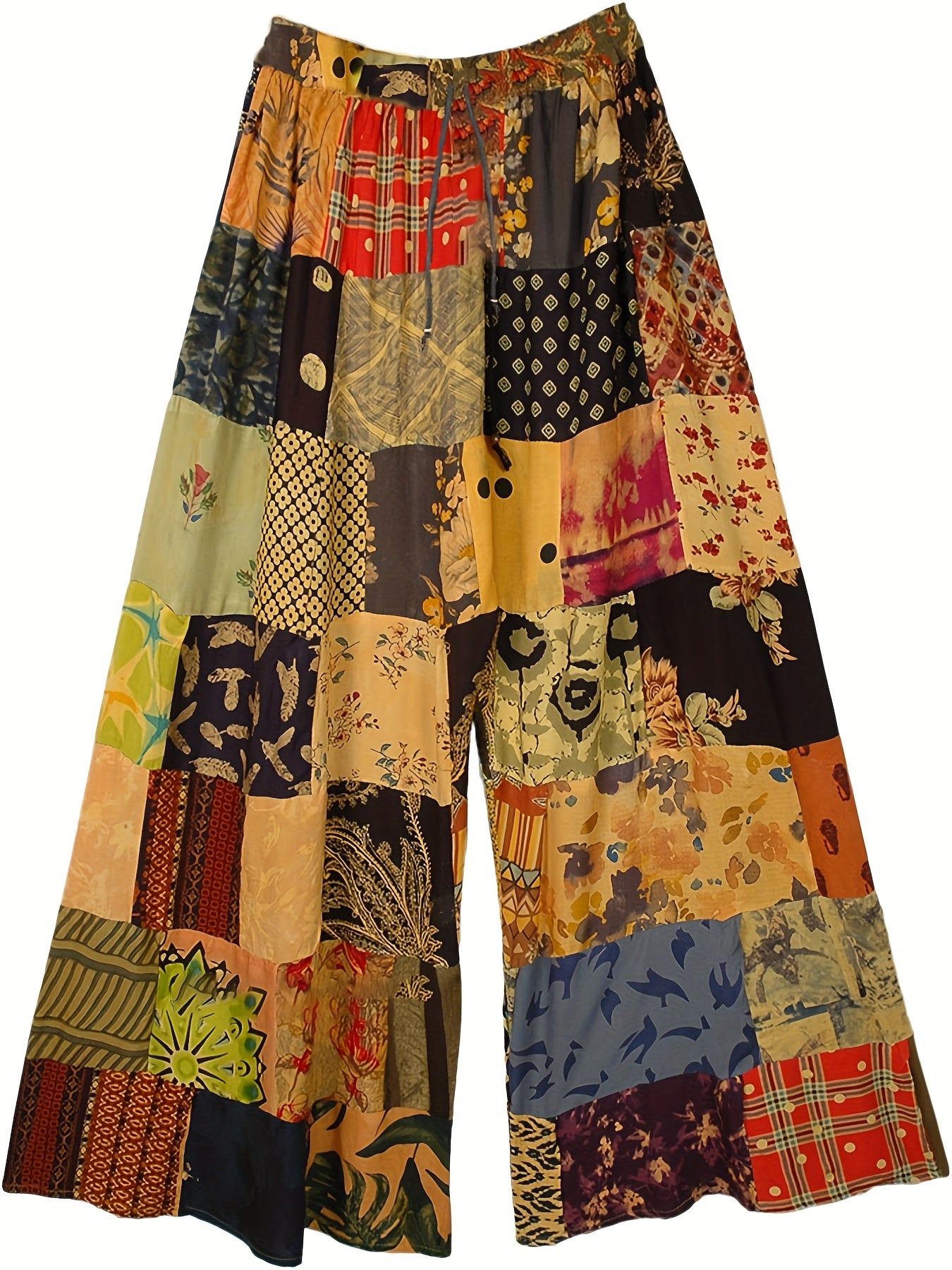 Hippie Patchwork Wide Leg Pants for Women