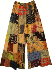 Hippie Patchwork Wide Leg Pants for Women
