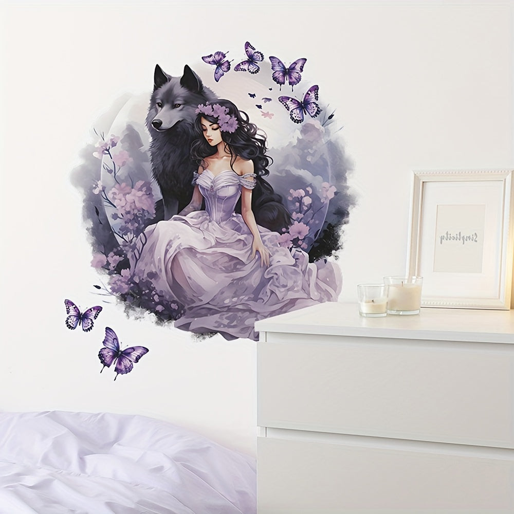 Princess Wolf Wall Decor Butterfly Removable Fairy Sticker