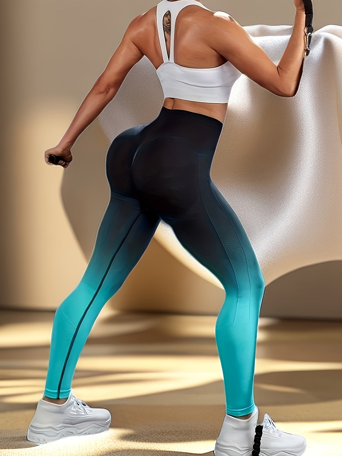 Ombre High Waist Yoga Pants Slim Fit Stretchy Butt Lifting Fitness Sports Trouse