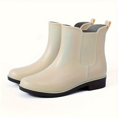 Women's Short Tube Solid Warm Rain Boots