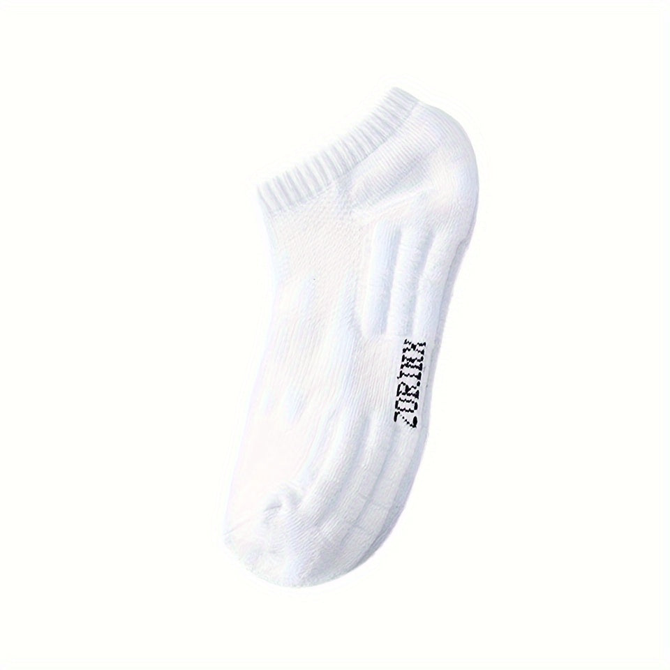 5 Pairs Men's Sports Crew Socks, Breathable Basketball Socks