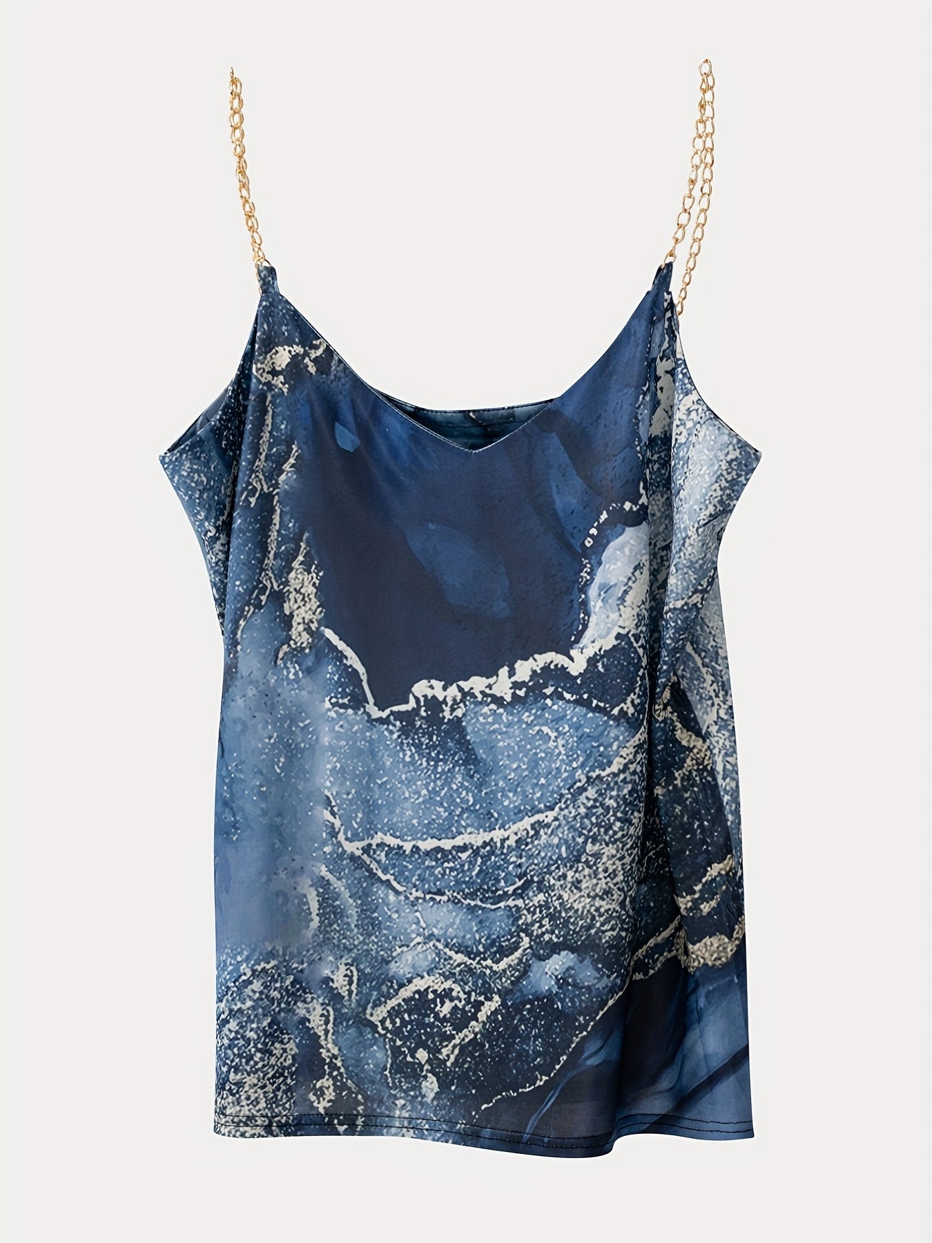 Marble Print Chain Strap Cami Top Spaghetti Strap Summer Casual Top