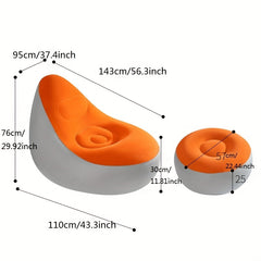 Inflatable Deck Chair With Ottoman Foldable Lounger Sofa