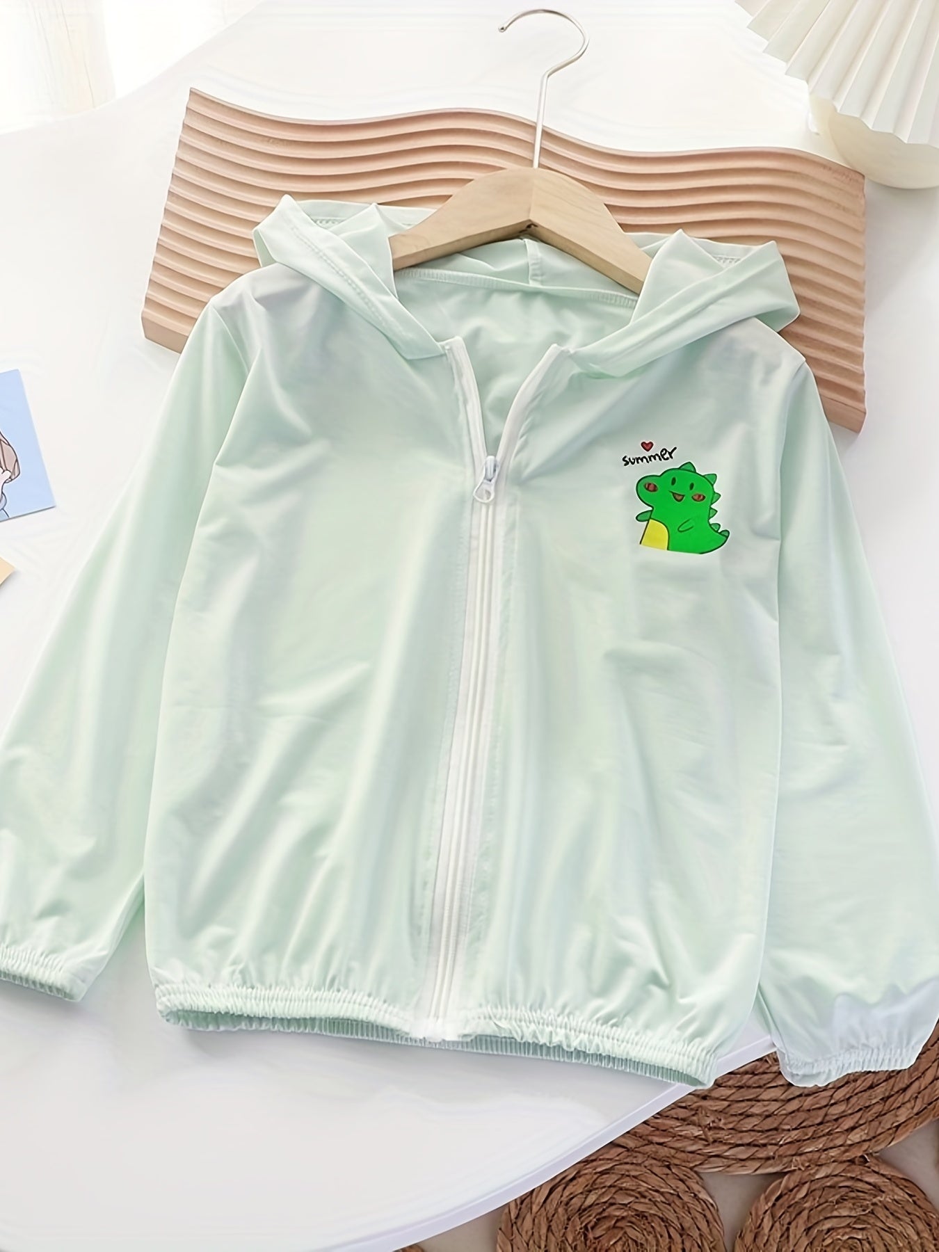 Teen Dinosaur Graphic Hooded Casual Coat Kids Sunscreen Jacket