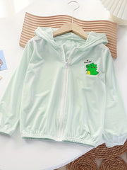 Teen Dinosaur Graphic Hooded Casual Coat Kids Sunscreen Jacket