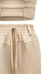 Women's Spaghetti Crop Vest & Drawstring Pants Set