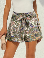 Floral Print Tie Front High Waist Shorts