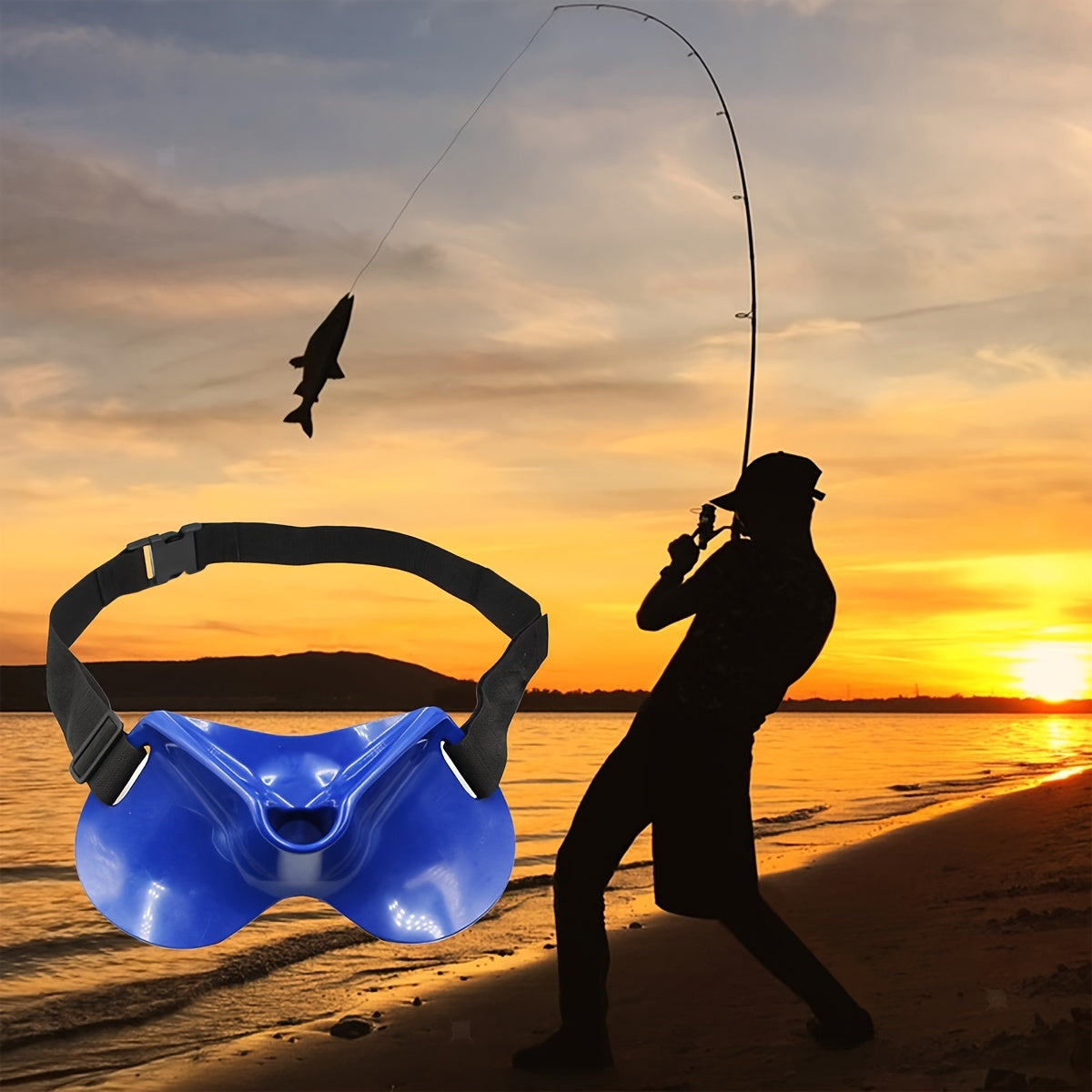 Adjustable Fishing Strap with Rod Holder for Hands-Free Fishing