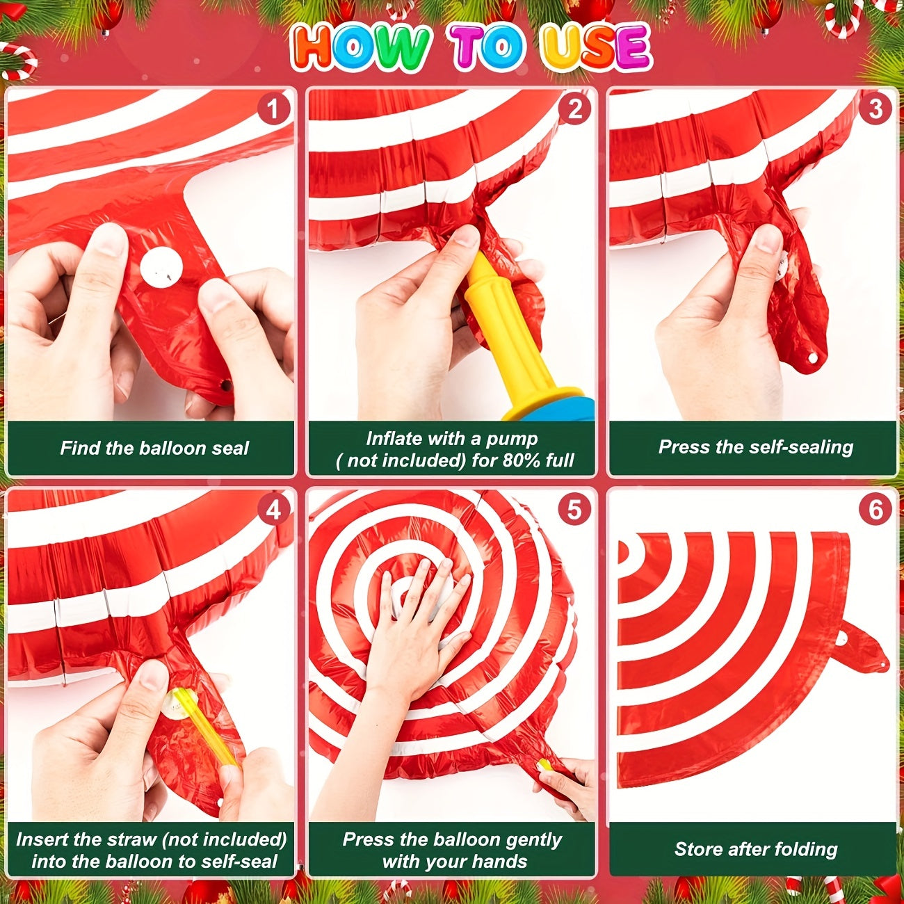 36pcs Christmas Candy Balloons Kit Red Green Mylar Sweet Candies Theme Balloons
