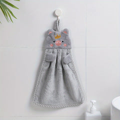 Cartoon Animal Shape Hanging Towel Coral Fleece Soft Towel