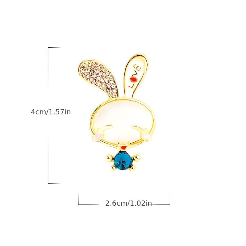 Rhinestone Rabbit Metal Pin Decorative Clothes Holiday Gift