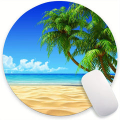 Coconut Trees Round Mouse Pad Waterproof
