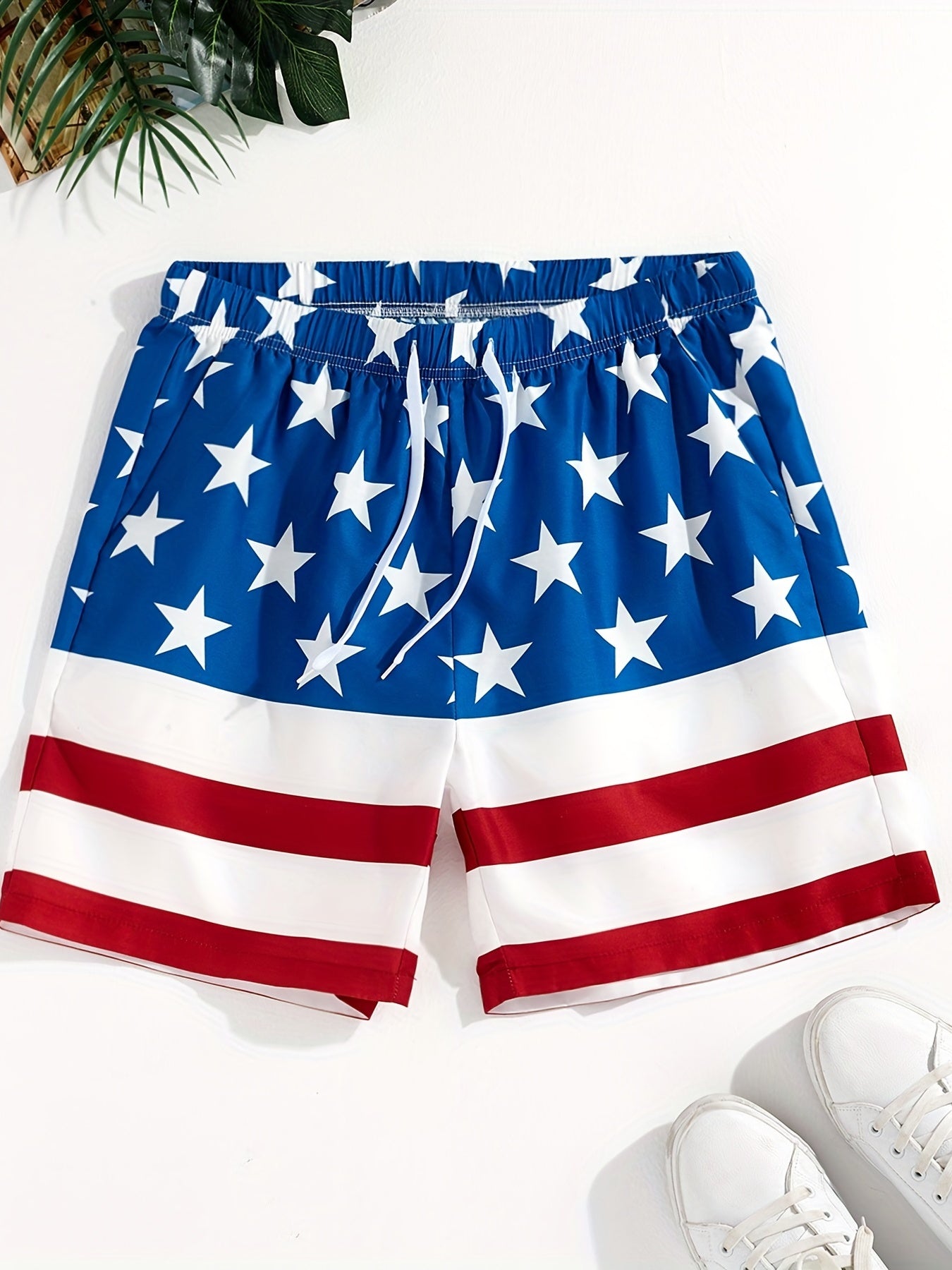 Star And Stripe Pattern Print Men s Swim Trunks Quick Dry Beach Shorts