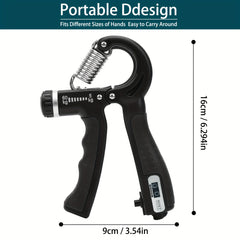 Adjustable Hand Grip Strength Trainer with Counter - Portable Muscle
