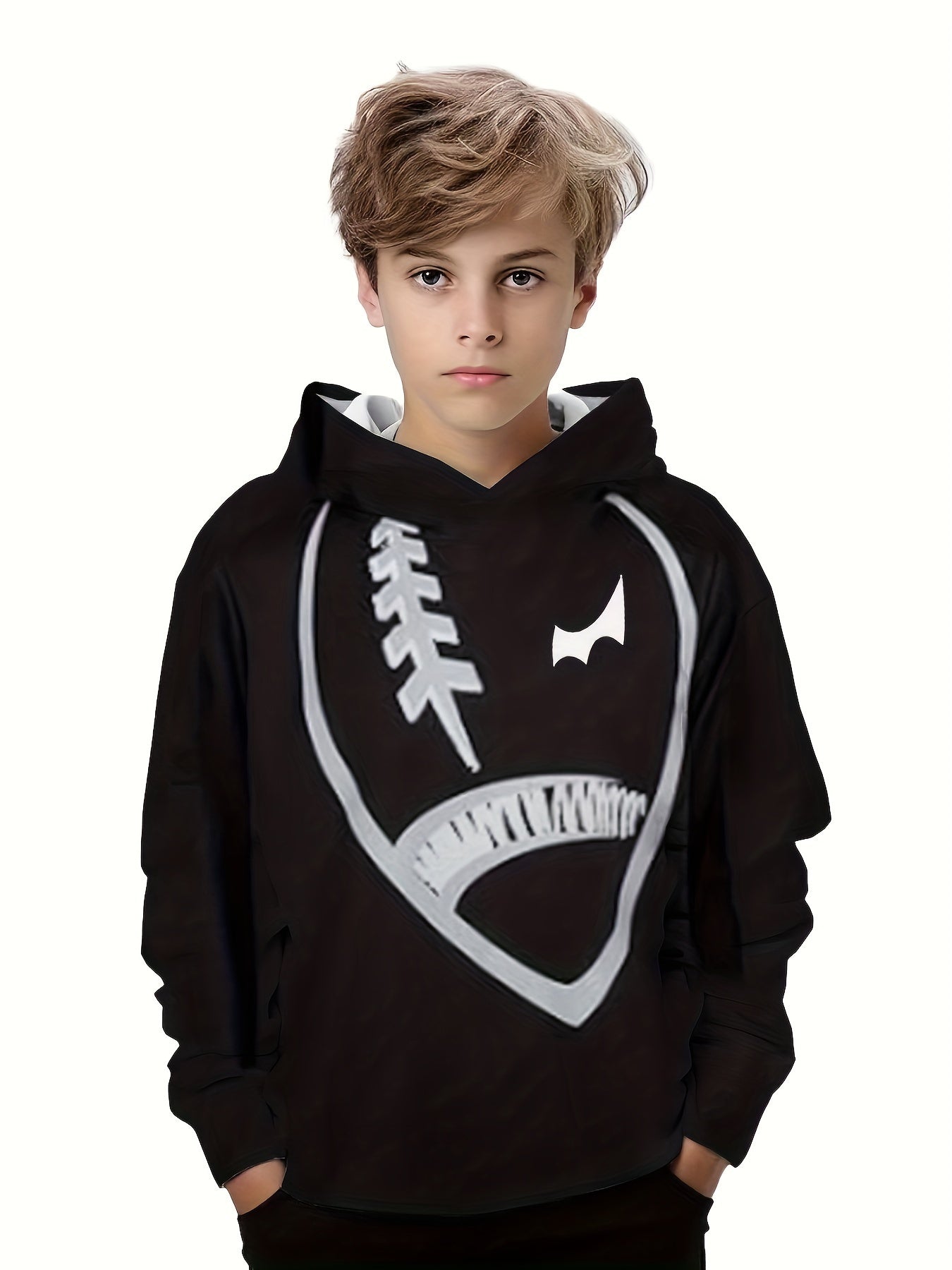 Boys Football Print Hoodie Kids Long Sleeve Sweatshirt