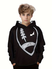 Boys Football Print Hoodie Kids Long Sleeve Sweatshirt