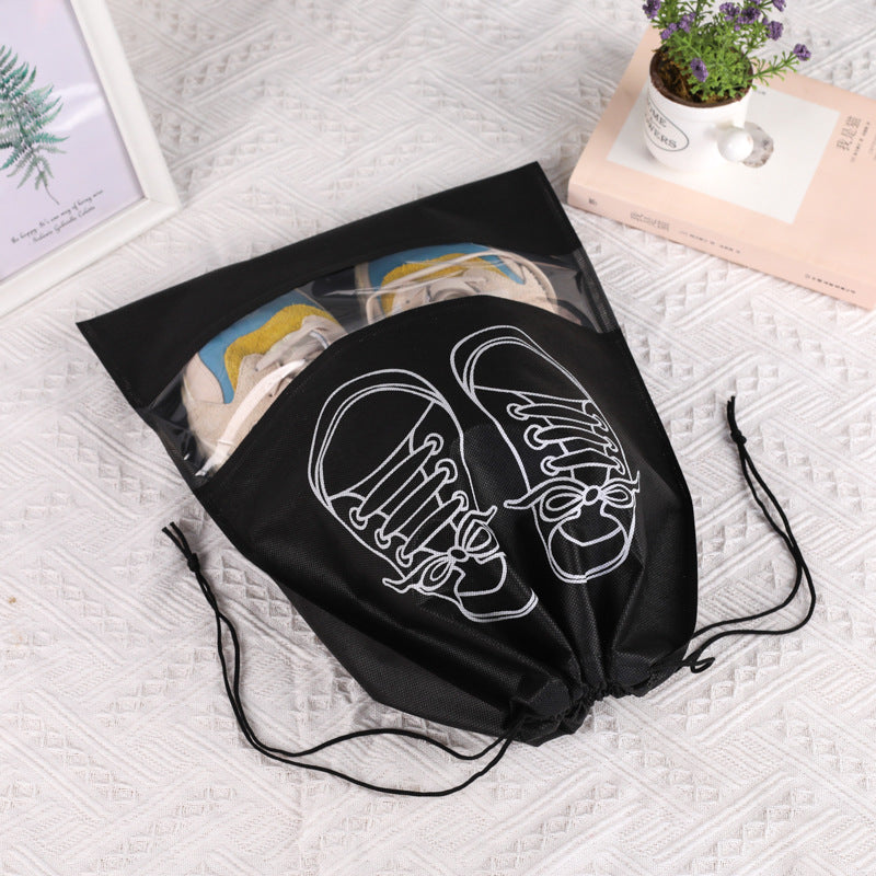 Non Woven Shoe Storage Bag Drawstring Dustproof Grey
