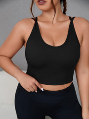 Sports Bra Women's Plus Solid Round Neck Backless High Stretch