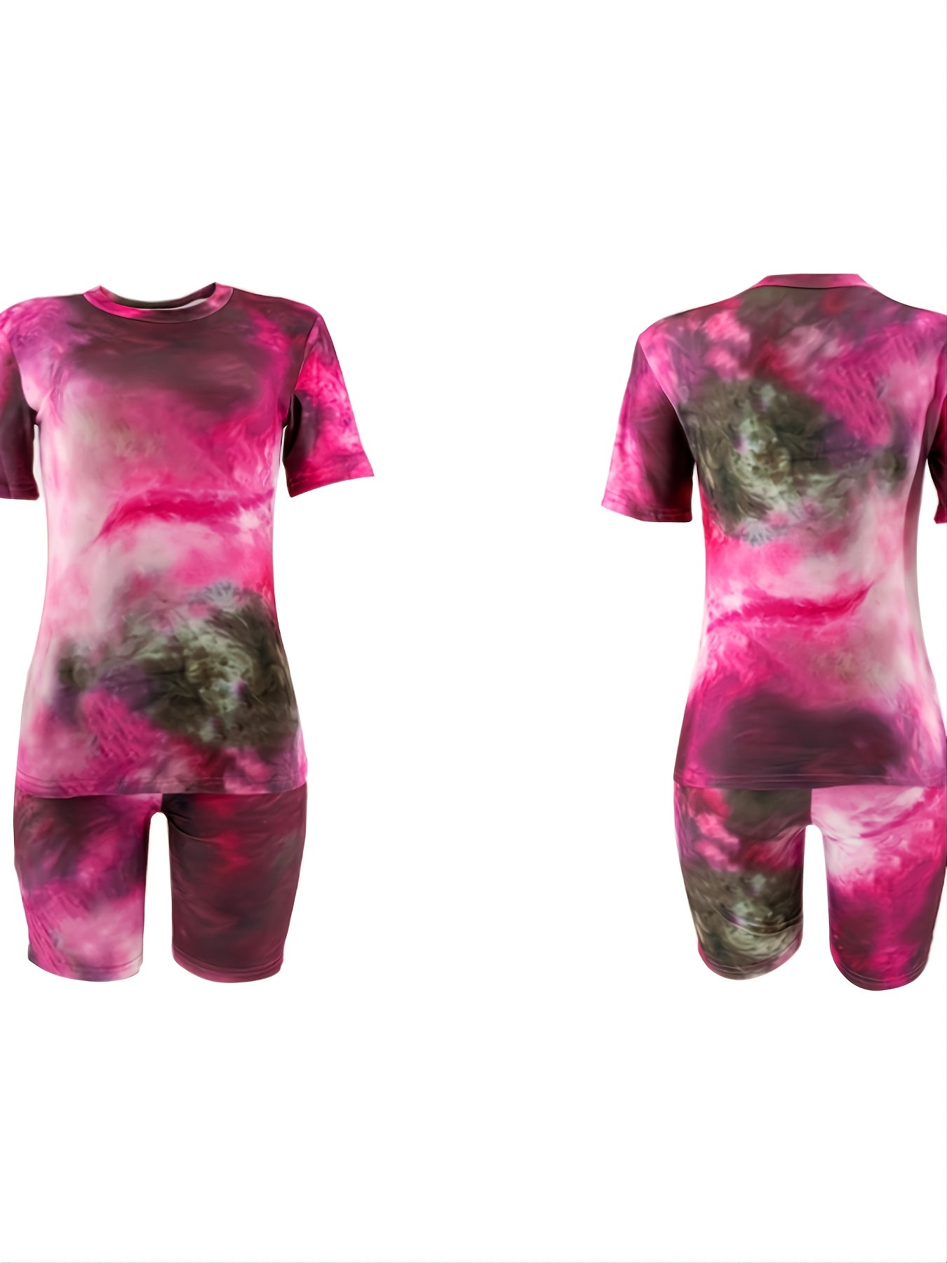 Tie Dye Tee & Shorts Set Women's Plus Casual Co-ords