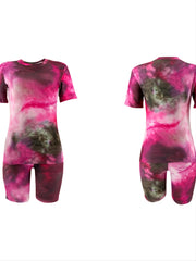 Tie Dye Tee & Shorts Set Women's Plus Casual Co-ords