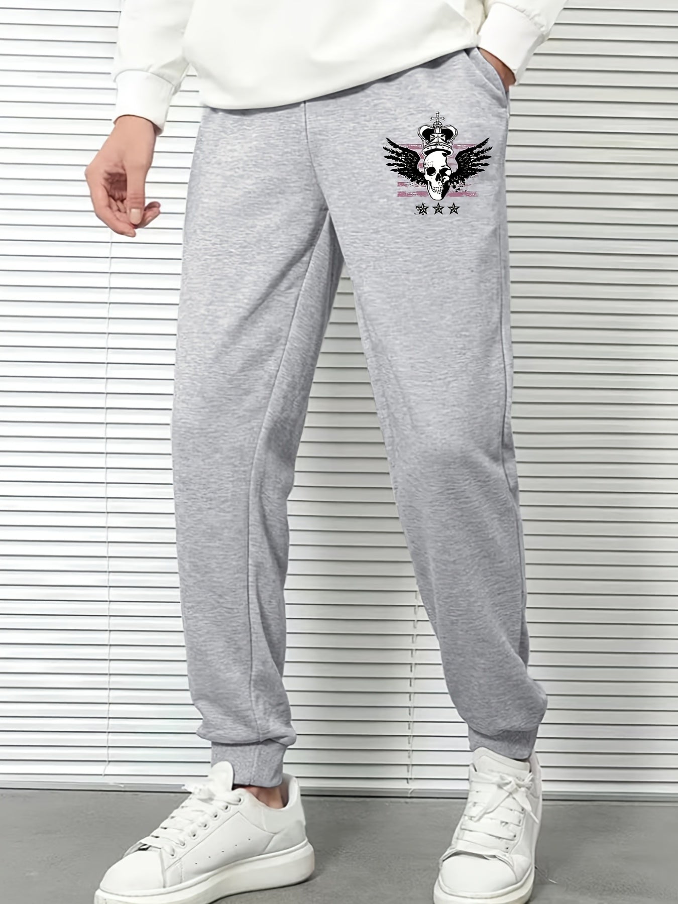 Men's Skull Print Sweatpants for Spring Fall