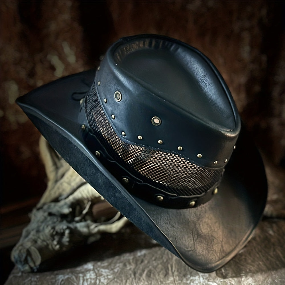 Leather Cowboy Hat Unisex Western Fedora Sombrero Hombre Caps