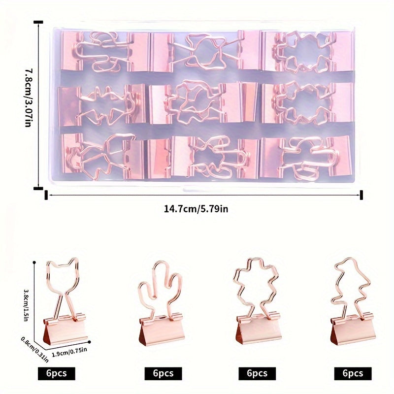 24pcs Long Tail Clip Transparent Acrylic Box Metal Receipt Folder