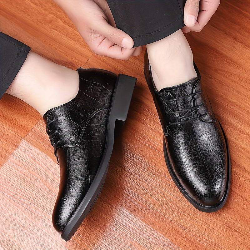 Men's Plaid Lace Up Derby Shoes for Wedding Party Business