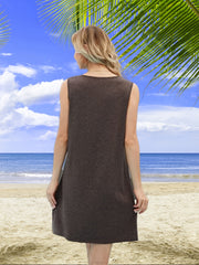 Letter & Tree Print Tank Tops Dress Casual Sleeveless Summer Vest Top Dress