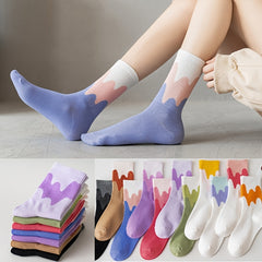 Colorblock Funny Pattern Mid Tube Socks Women's