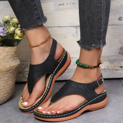 Women's Ankle Strap Thong Sandals Summer Flat Shoes