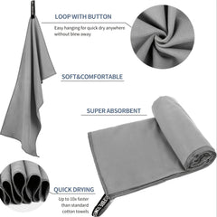 2pcs Zipper Bag Microfiber Travel Towel Soft Beach Fitness Towel