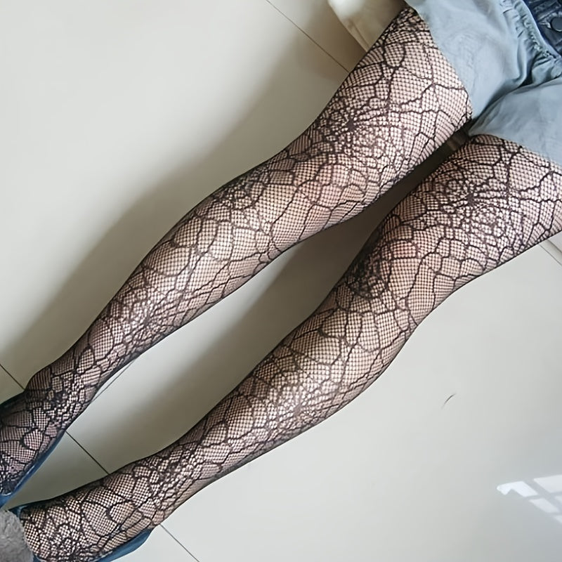 Spider Web Pattern Fishnet Tights High Waist Mesh Pantyhose