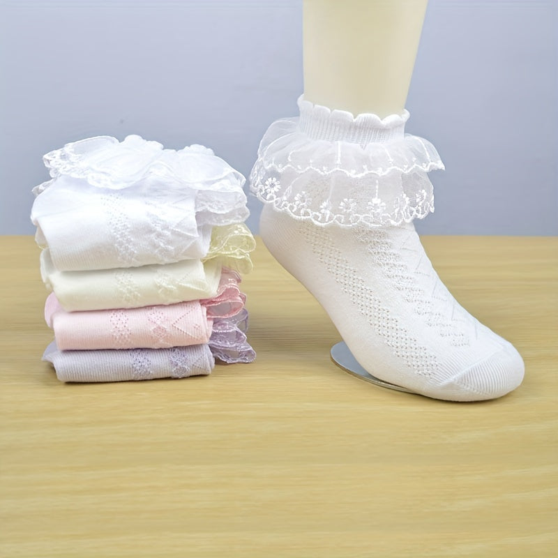Girls Kids Lace Ruffle Cotton Princess Socks Ankle Socks