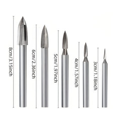 5pcs Wood Carving Drill Bit Set High Speed Steel Carbide Root Milling Cutter Bur
