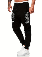 Lightning Pattern Drawstring Joggers Men s Sweatpants