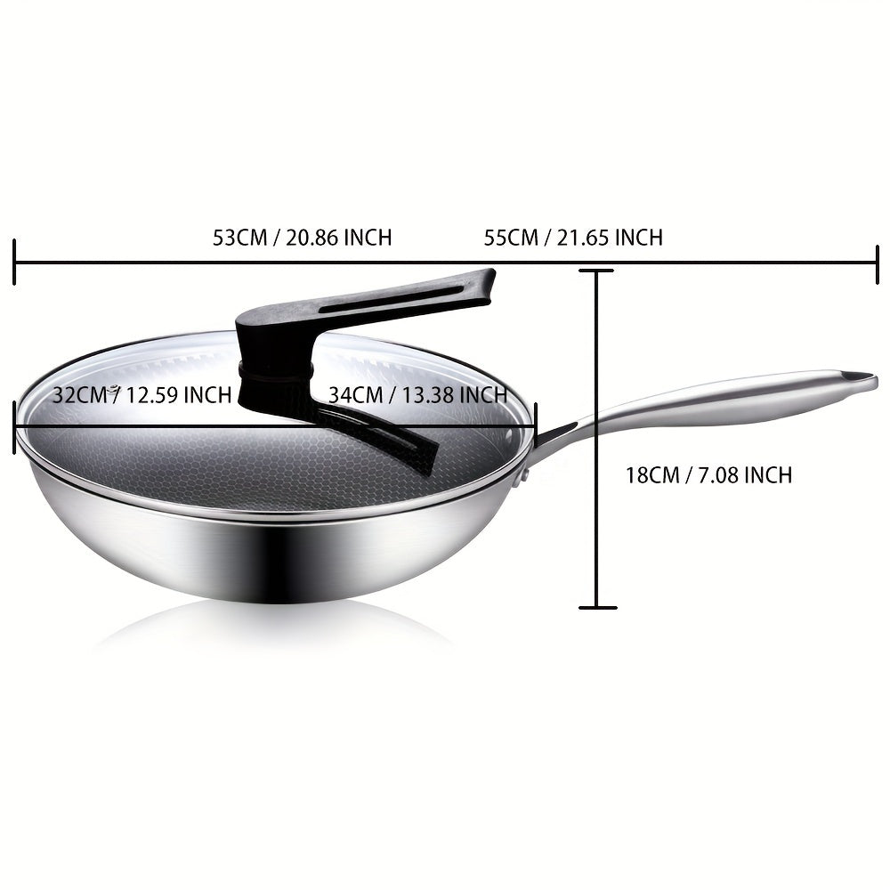 32cm Stainless Steel Wok with Honeycomb Coating