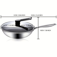 32cm Stainless Steel Wok with Honeycomb Coating