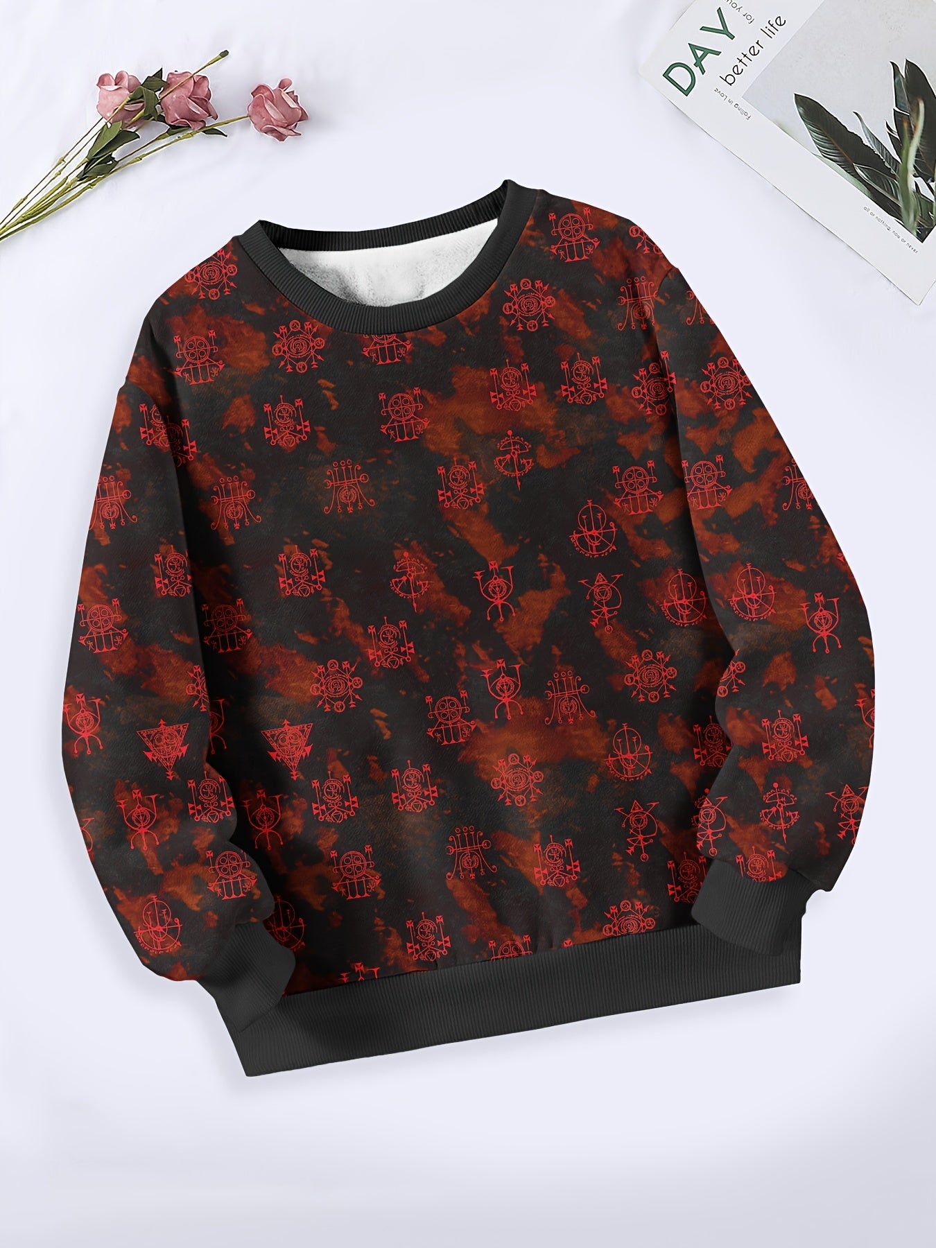 Girls Geometric Pattern Crew Neck Sweatshirt Spring Fall